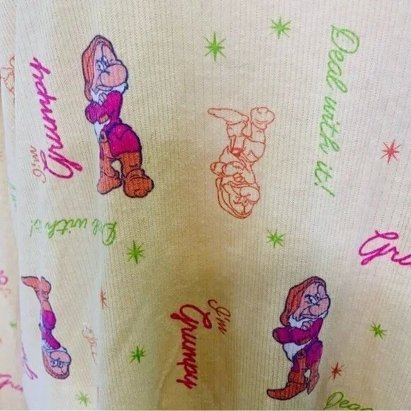 Disney Vintage Grumpy Yellow Long Sleep Pajama Top Medium - Picture 2 of 8